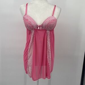 Jessica Simpson Babydoll Pink Lingerie Lace Padded Cups Medium